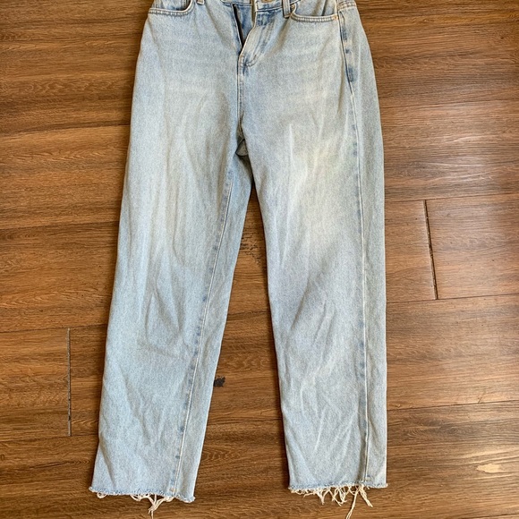 Vintage high waist bleach denim frayed hem jeans - Picture 4 of 8